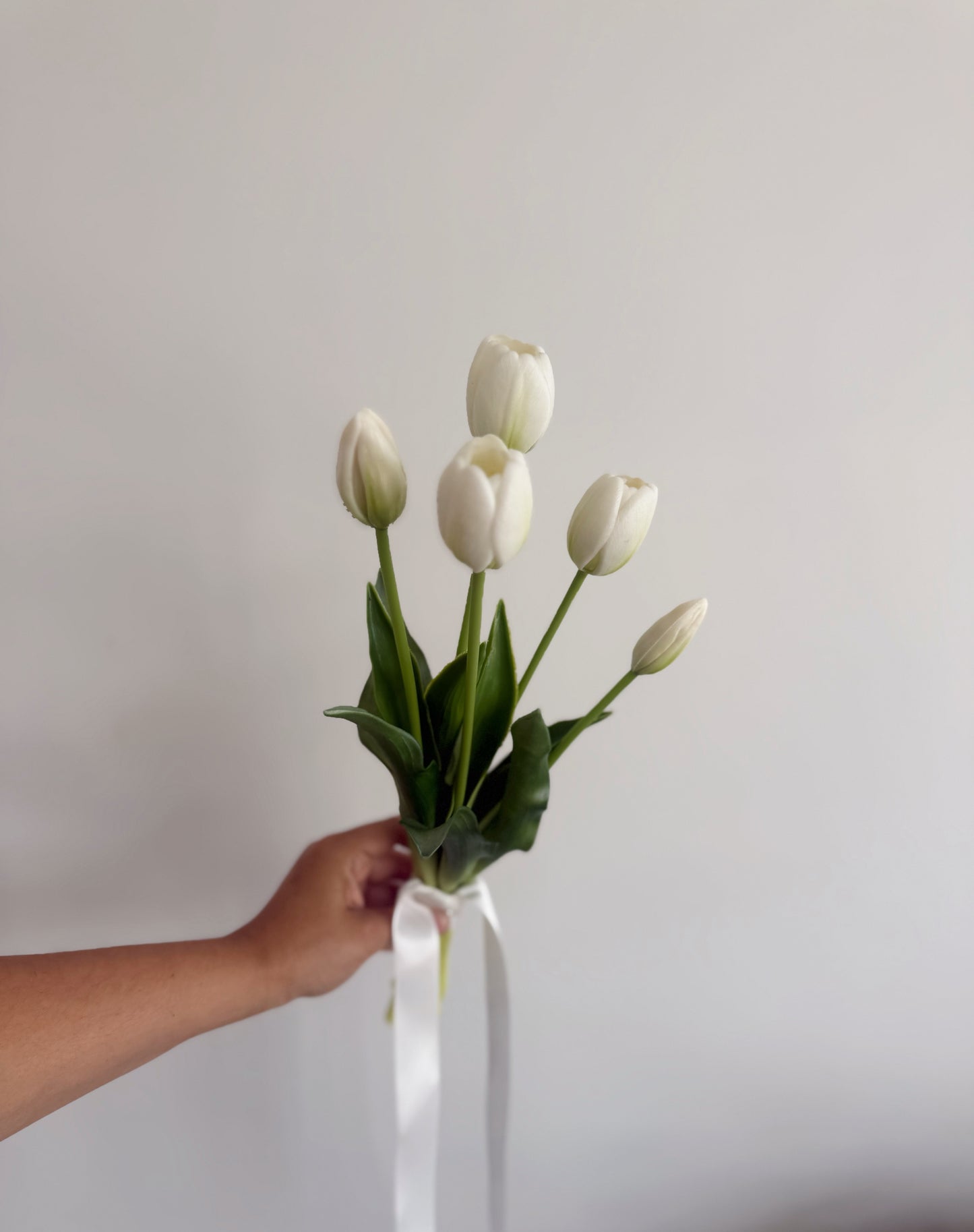 White Tulip Bunch - Real Touch Artificial