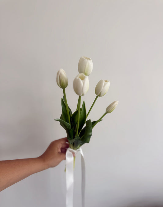 White Tulip Bunch - Real Touch Artificial